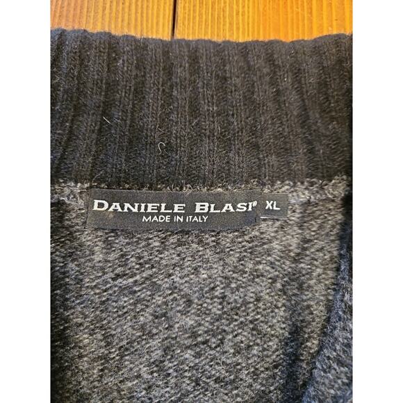 Daniele Blasi Italy Wool Sweater 1/4 Zip Neck Gray Striped Men's XL - Picture 2 of 6